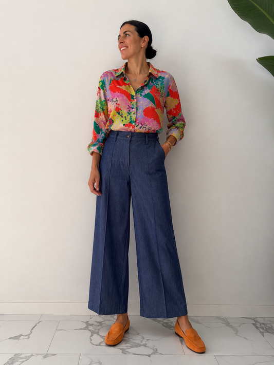 JEANS PALAZZO CHAMBRAY