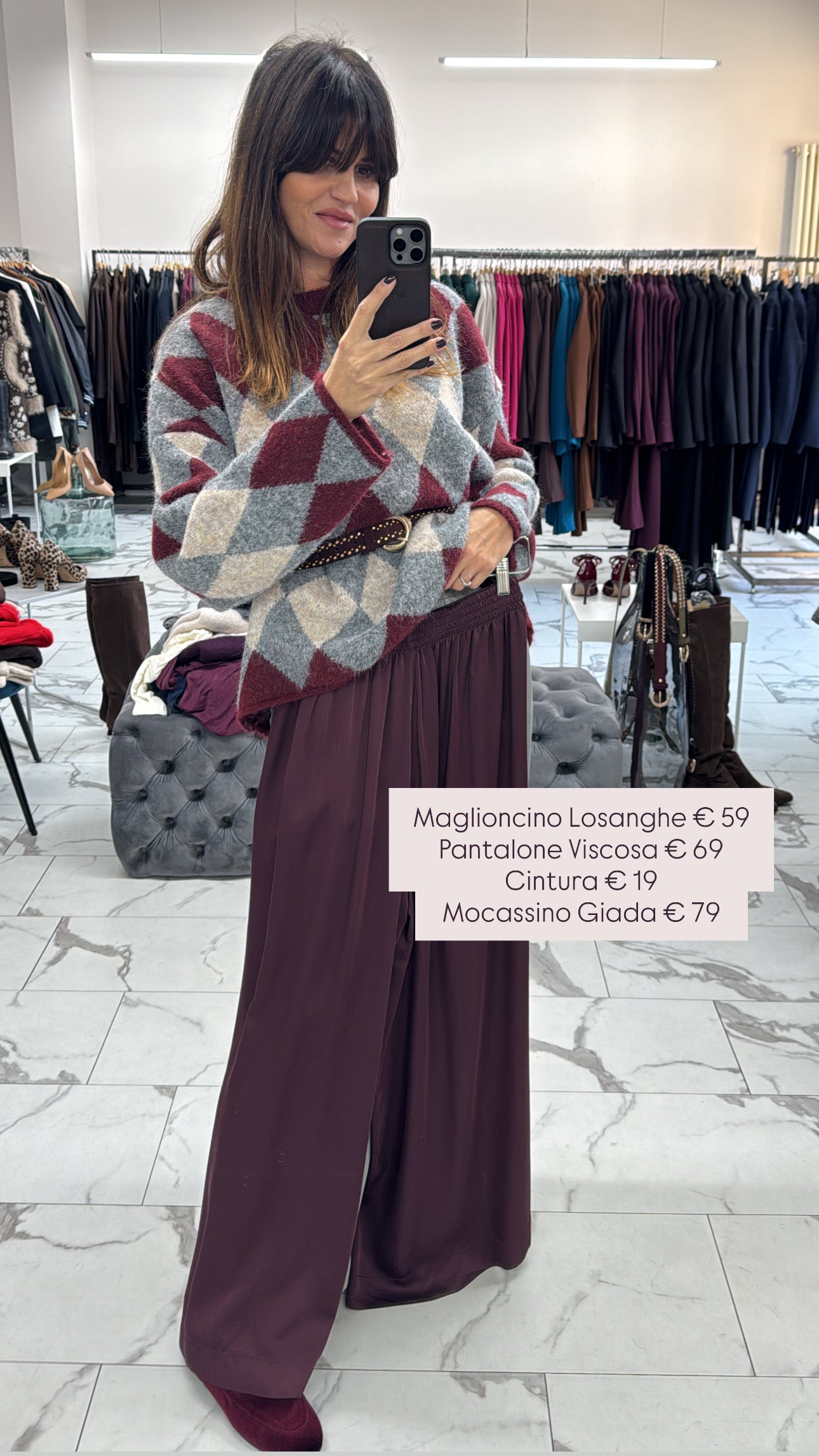 PANTALONE PALAZZO VISCOSA MELANZANA