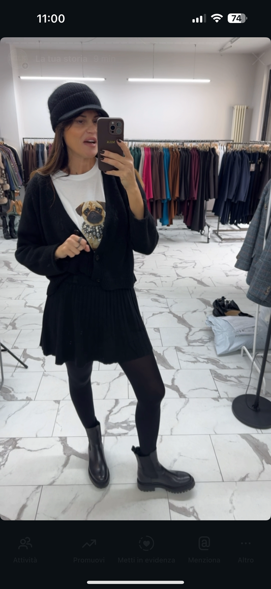 CARDIGAN MISTO LANA NERO